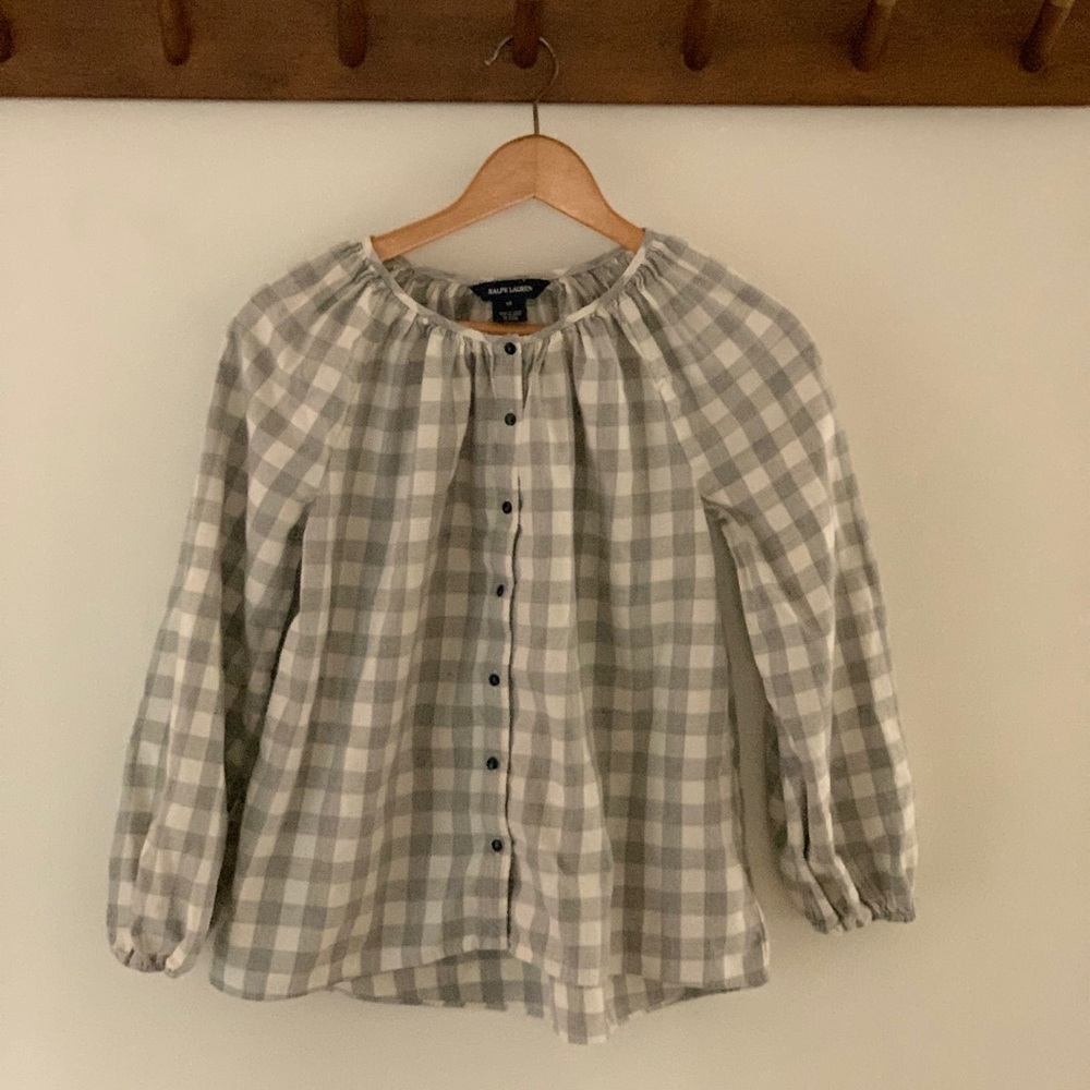 Ralph Lauren | Checkered Plaid + Jeweled Button